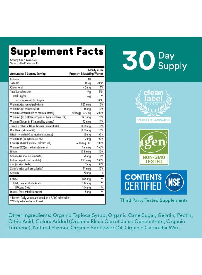 SmartyPants Prenatal Vitamins for Women with DHA and Folate - Daily Gummy Multivitamin: Vitamin C, B12, D3, Zinc for Immunity & Omega 3 Fish Oil, 120 Count (30 Day Supply)