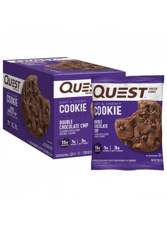 Quest Nutrition Double Chocolate Chip Protein Cookie, High Protein, Low Carb, 12 Count