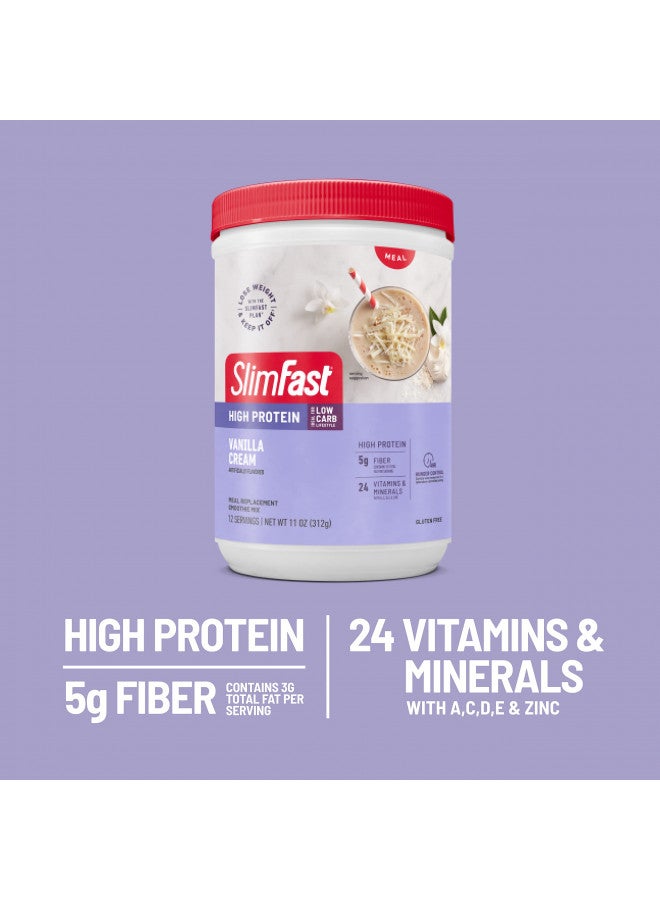 SlimFast Meal Replacement Smoothie Mix, 24 Servings, High Protein, Vanilla Cream, 20g of Protein with Milk, 12 Servings (Pack of 2) (Packaging May Vary)