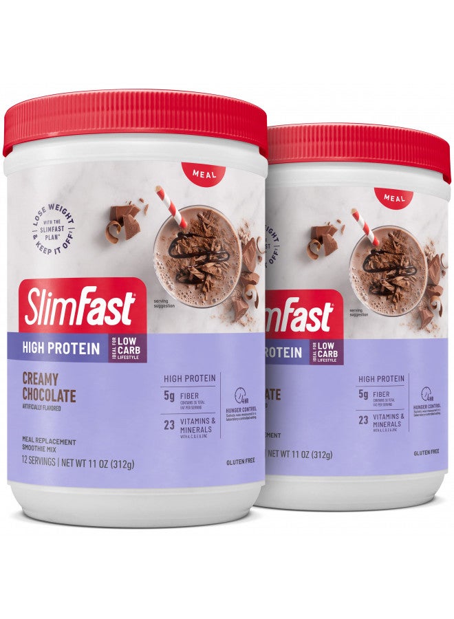 SlimFast High Protein Meal Replacement Shake Powder, 24 Servings, Advanced Nutrition Smoothie Mix, Digestive Support, Gluten Free, Creamy Chocolate, 20g of Protein (Packaging May Vary)