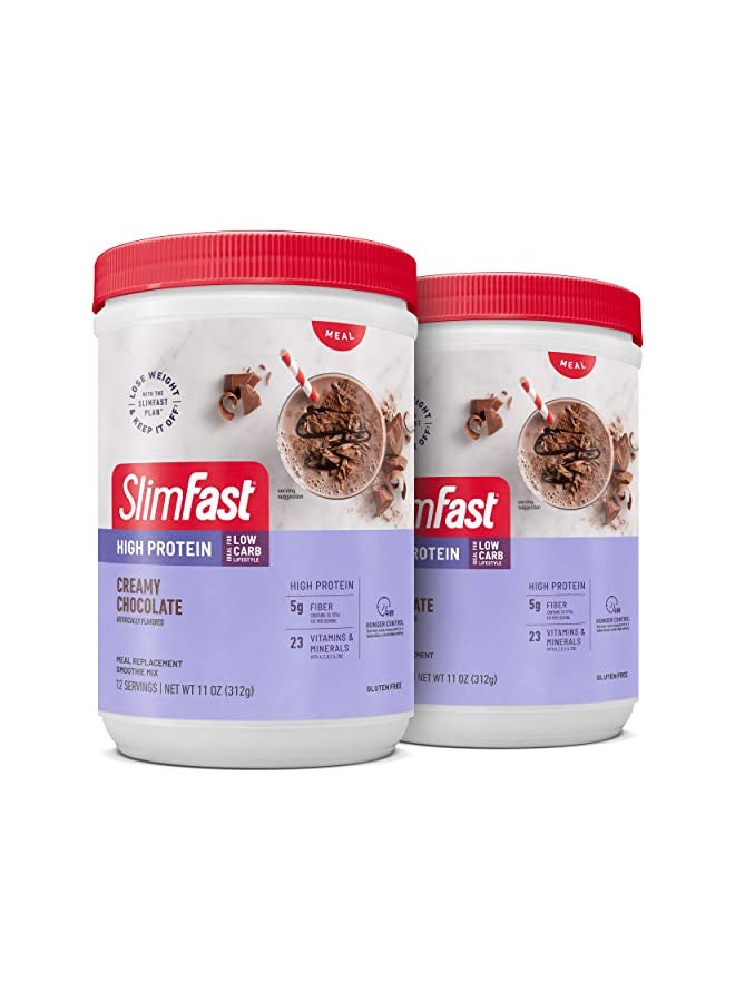 SlimFast High Protein Meal Replacement Shake Powder, 24 Servings, Advanced Nutrition Smoothie Mix, Digestive Support, Gluten Free, Creamy Chocolate, 20g of Protein (Packaging May Vary)