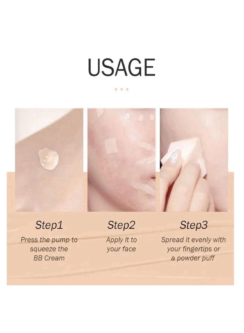 BB Cream Nature, BB Cream Tinted Moisturiser, BB Cream Light, Hydrating BB Cream Foundation, Tinted Sunscreen for Face, Tinted SPF 50 Face Moisturiser, Foundation Cover Blemishes, for All Skin