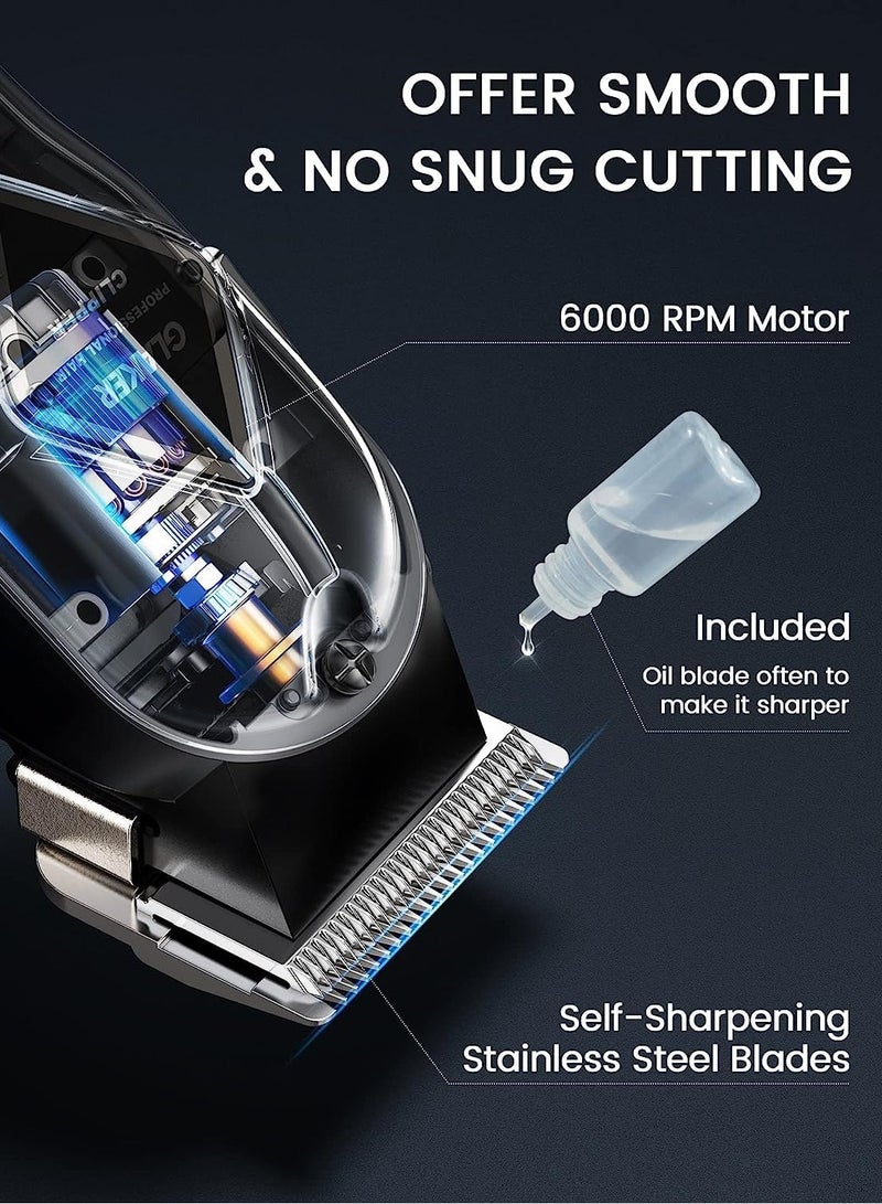GLAKER Cordless Hair Clippers for Men, Barber Hair Trimmers Kit, Mens Haircut Kit, Beard Trimmer, Hair Cutting Kit, Grooming Kit for Men, At Home Haircut, Mens Grooming Tools, Professional Hair Clippers