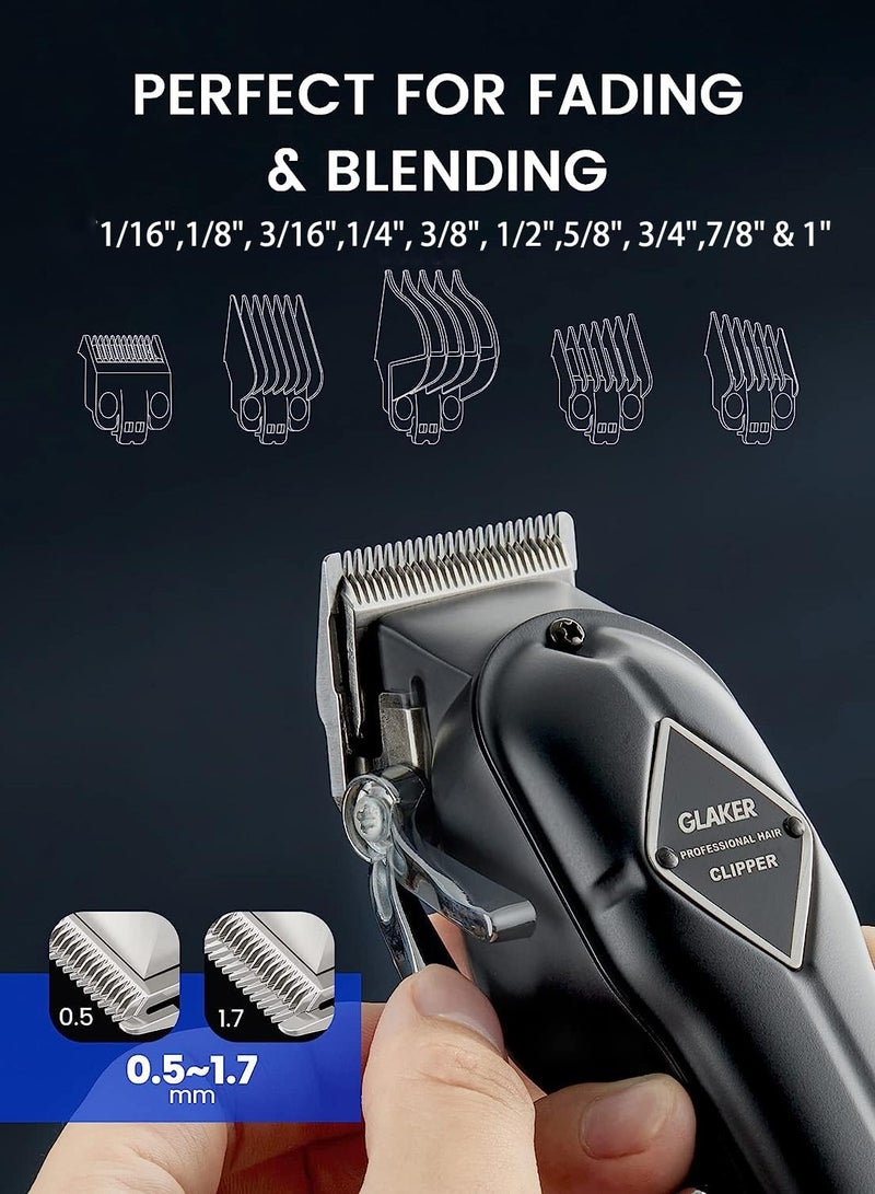 GLAKER Cordless Hair Clippers for Men, Barber Hair Trimmers Kit, Mens Haircut Kit, Beard Trimmer, Hair Cutting Kit, Grooming Kit for Men, At Home Haircut, Mens Grooming Tools, Professional Hair Clippers