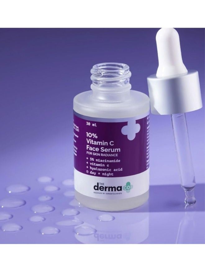 The Derma Co Glow & Protect Combo - 10% Vitamin C Face Serum (30 ml) + 1% Hyaluronic Sunscreen Aqua Gel (50 g)