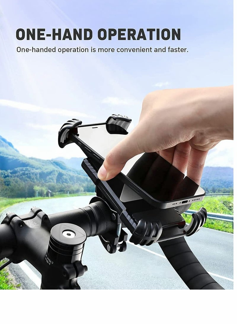 Bike Phone Holder, Motorcycle Phone Mount, Mountain Bike Accessories for Adult Bikes, Scooter Baskets Handlebar Kit Cell Phone Clip for 4.7 to 6.8 Inch Smartphone, Black