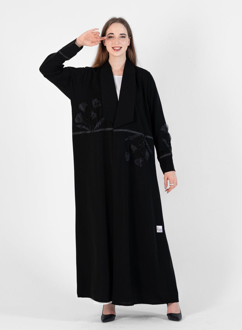 Stylish Abaya with Embroidery flowers Design