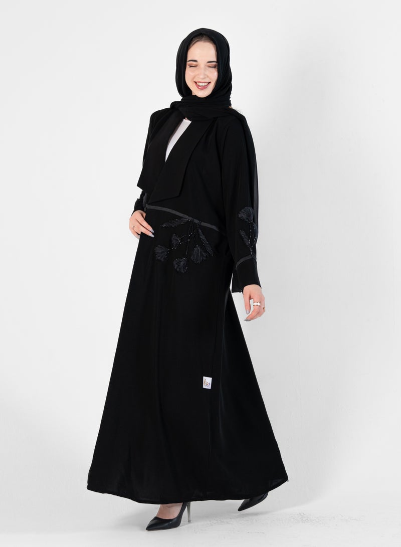 Stylish Abaya with Embroidery flowers Design