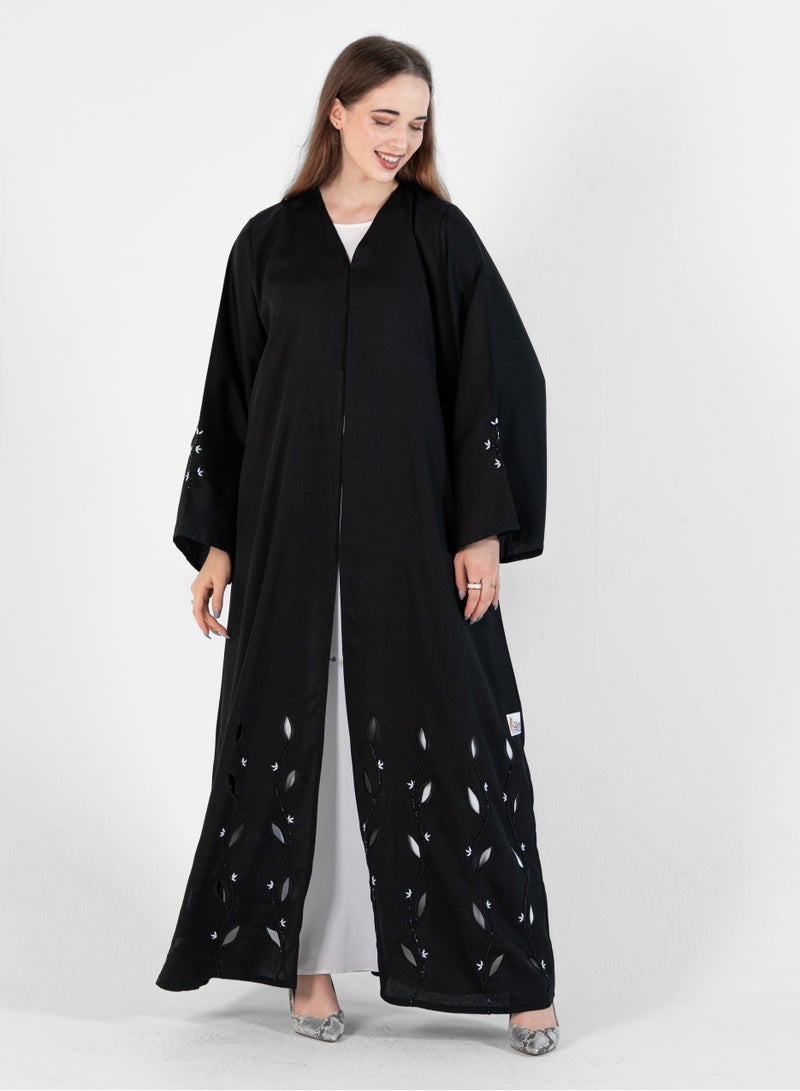 Abaya With Embroidery laser cut design
