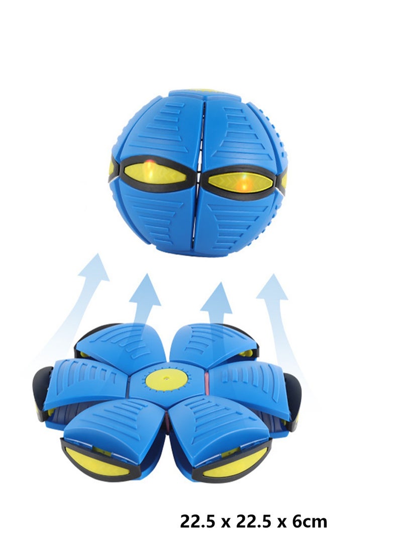 Sports Parent-Child Game With Three Kinds Of Lights, Stepping Ball, Flying Disc, Elastic Deformation, Magic Flying Disc Ball Toy, Outdoor Pet Toy, Dog Toy (Blue)