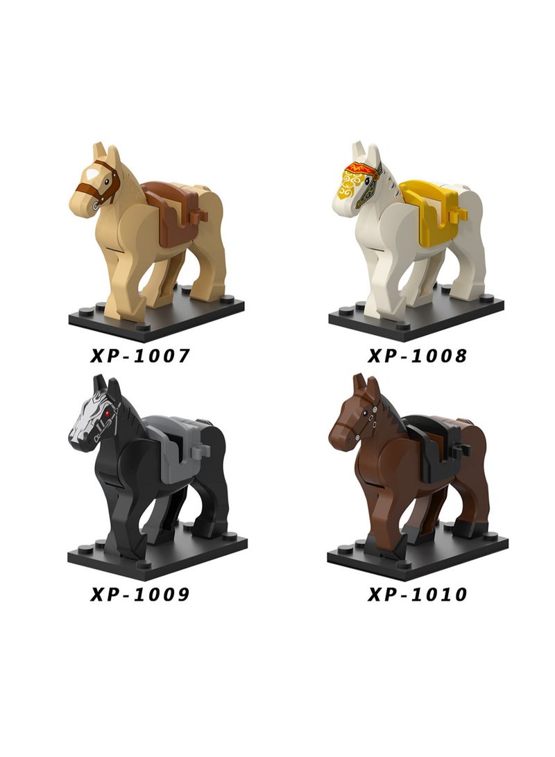 4-Piece Horse Series Children's Educational Building Blocks Minifigures Toys Suitable For Boys Gifts Bag Pack