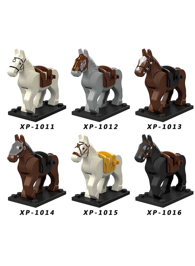 6-Piece Horse Series Children's Educational Building Blocks Minifigures Toys Suitable For Boys Gifts Bag Pack