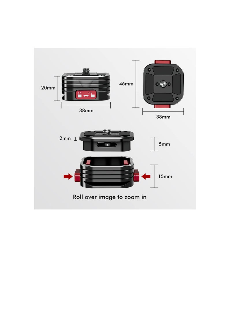 Universal Quick Release Plate with Arca Swiss Slot for Tripods and Camcorders Compatible with 1/4 to 3/8 Screws