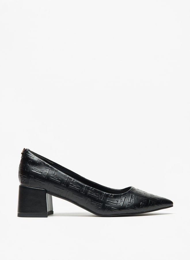 Women's Monogram Embossed Block Heel Pumps