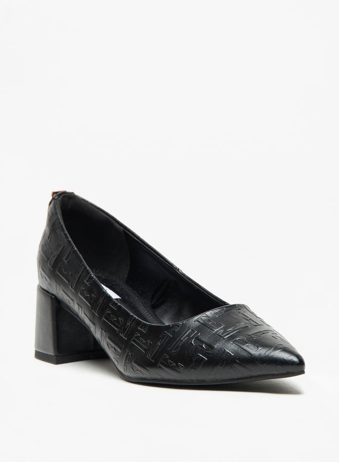 Women's Monogram Embossed Block Heel Pumps