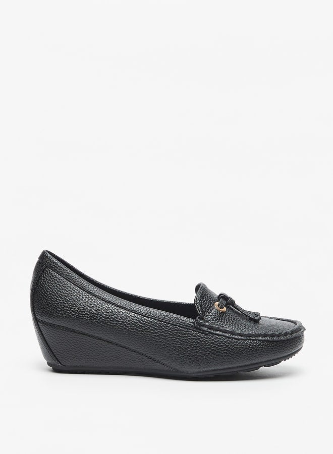 Women's Textured Slip-On Shoes with Wedge Heels