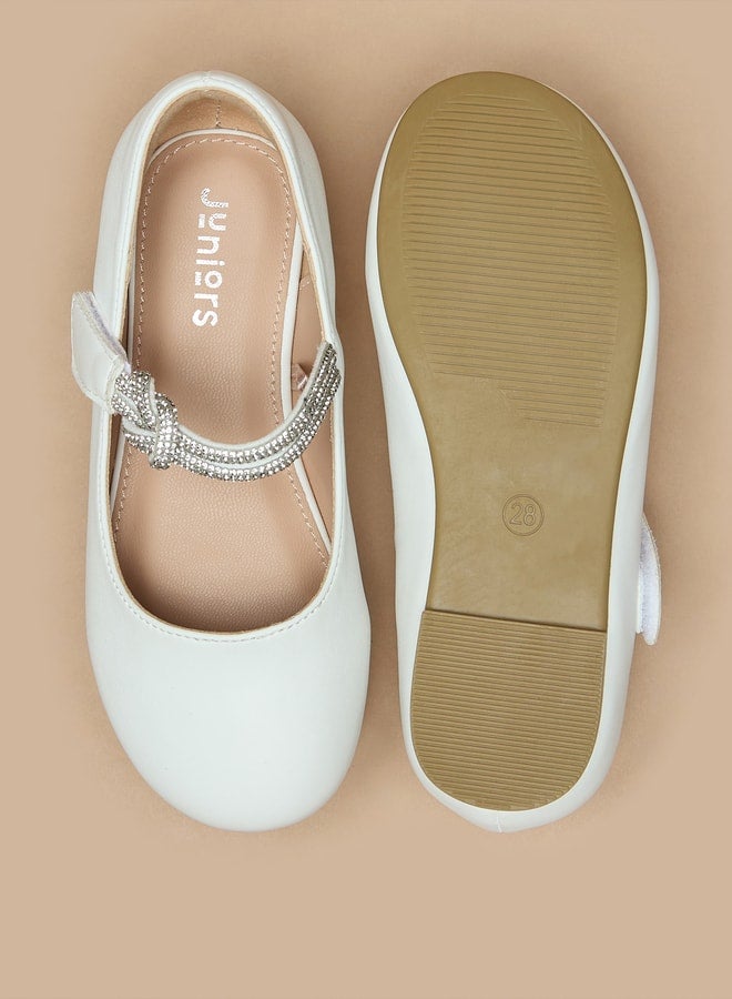 Girls Embellished Slip-On Round Toe Ballerina Shoes