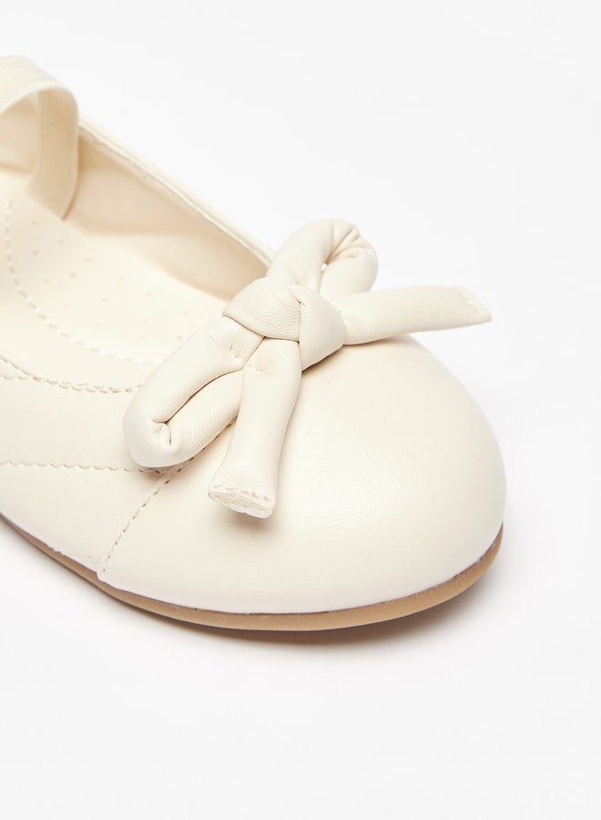 Girls Quilted Round Toe Ballerina Shoes with Bow Detail