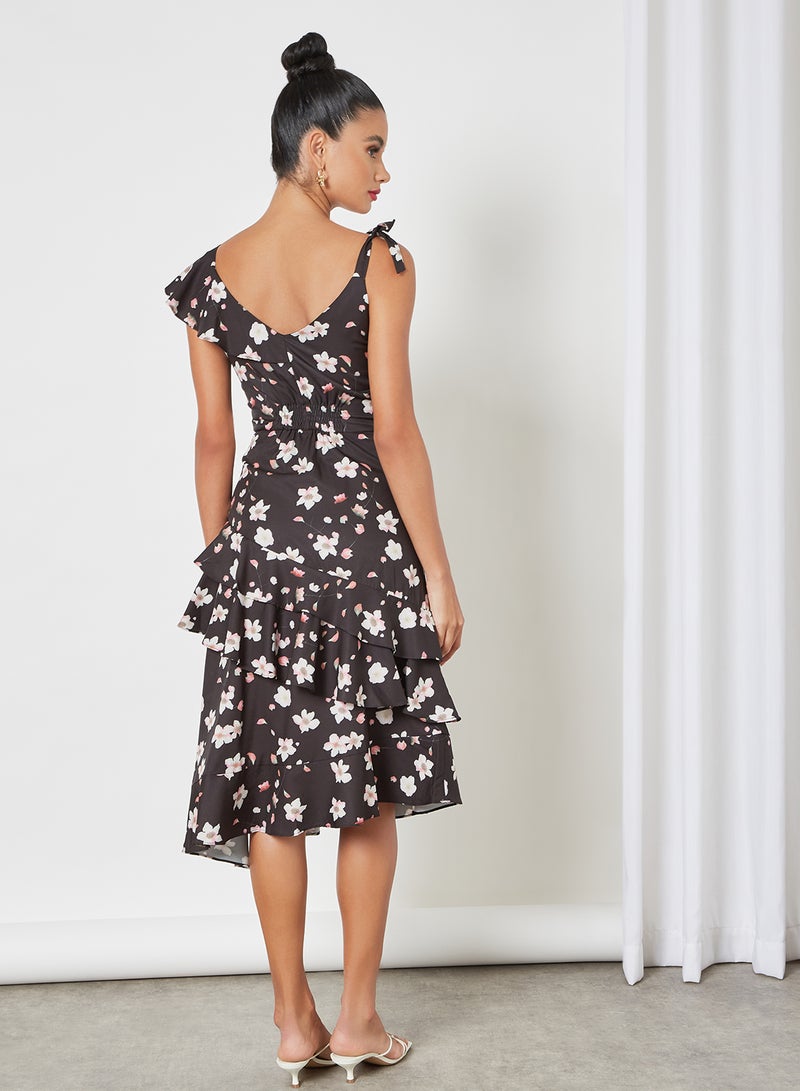 Floral Print Dress Black