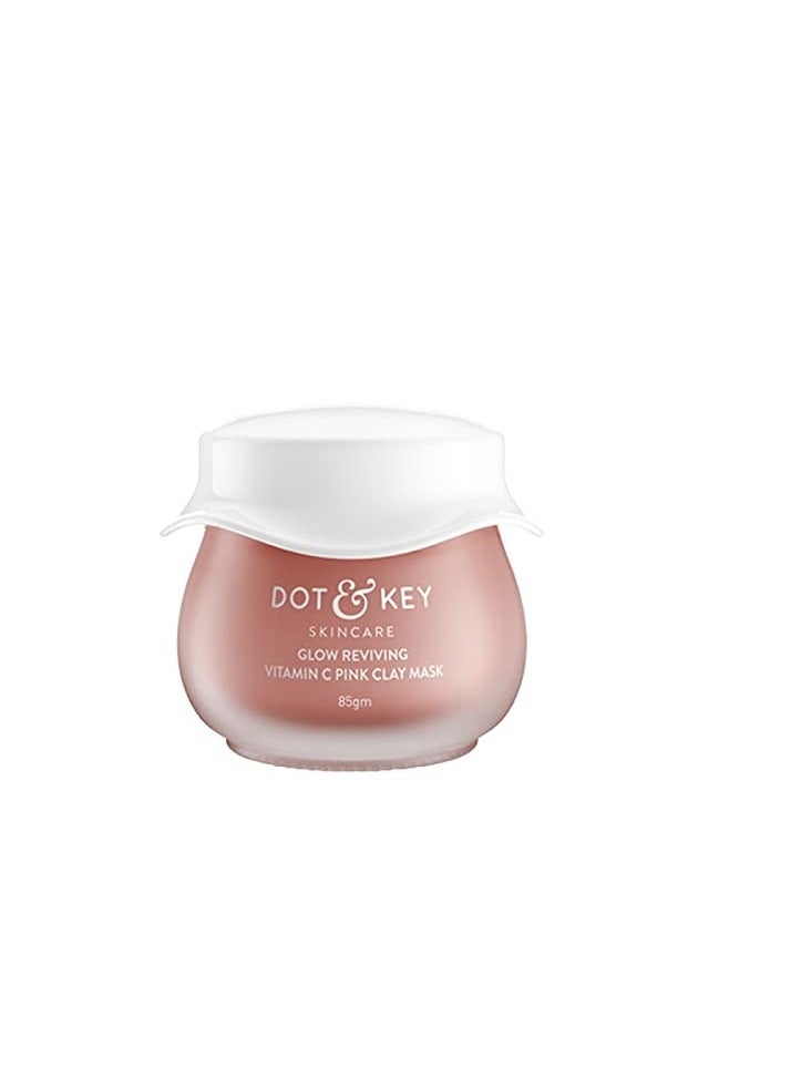 Dot & Key Glow Reviving Vitamin C Pink Clay Mask | Face Mask for Glowing Skin | Fades Pigmentation | Hydrates & Plumps Skin | For All Skin Types | For Women & Men | 85g