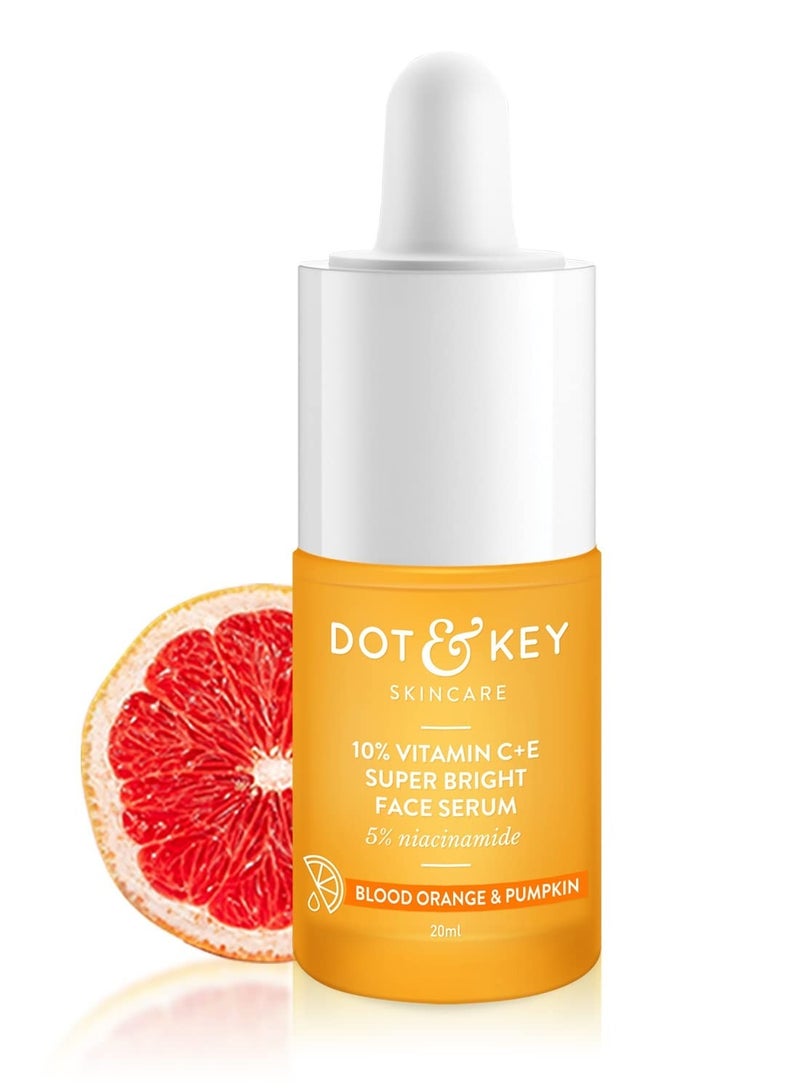 Dot & Key 10% Vitamin C + E, 5% Niacinamide Serum | Vitamin C Serum For Glowing Skin | Fades Dark Spots | Vit C Serum with Blood Orange & Pumpkin | For Uneven & Dull Skin | For All Skin Types | 20ml