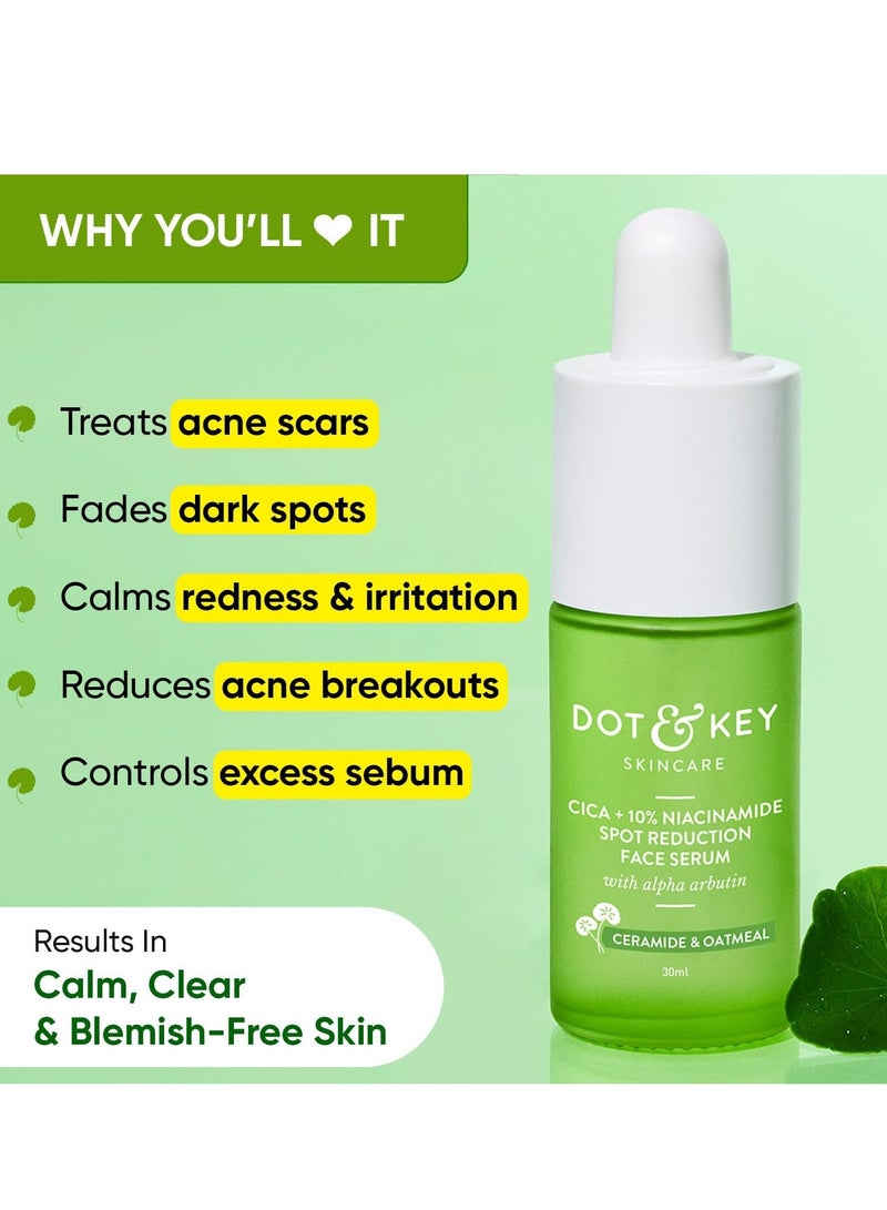 Dot & Key 10% Niacinamide + Cica Serum | Reduces Acne & Dark Spots | Niacinamide Serum | Controls Excess Oil, Quick Absorbing, & Lightweight | For Oily, Acne Prone & Sensitive Skin | 20ml