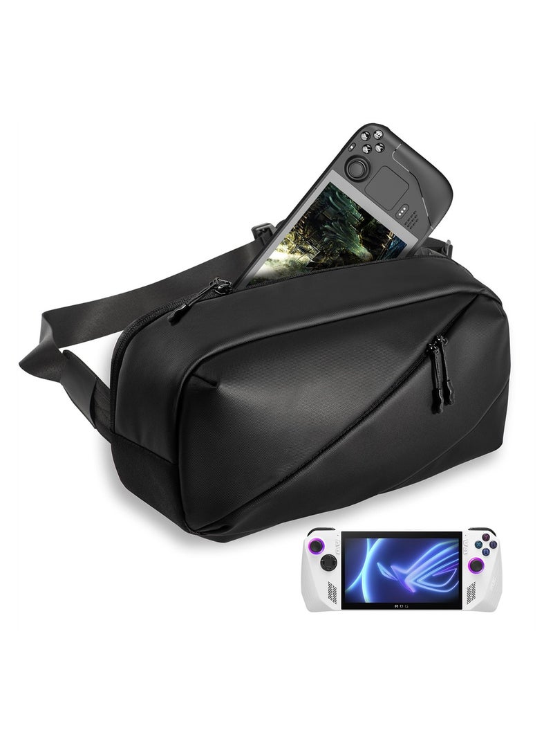 Travel-Friendly Carrying Case for Steam Deck and ASUS ROG Ally with Multi-Pockets for Console Accessories and AC Adapter Lightweight Design for Easy Portability