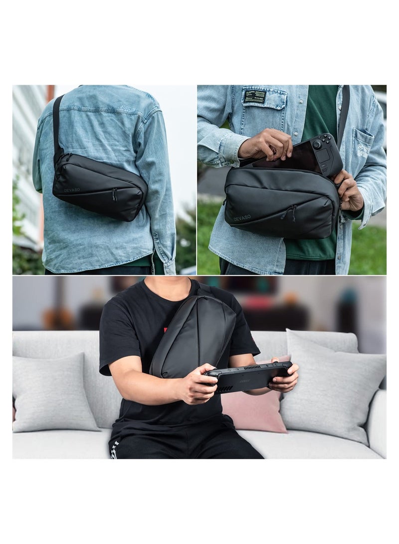 Travel-Friendly Carrying Case for Steam Deck and ASUS ROG Ally with Multi-Pockets for Console Accessories and AC Adapter Lightweight Design for Easy Portability