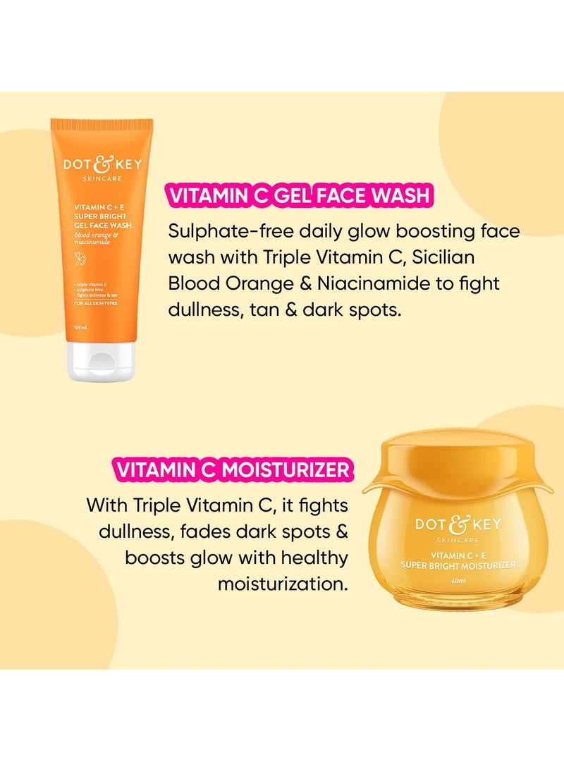 Dot & Key Vitamin C Daily Glow Boosting Skincare Combo (Vitamin C Moisturizer 60ml & Vitamin C Face Wash) | For Glowing Skin | For All Skin Types | For Women & Men