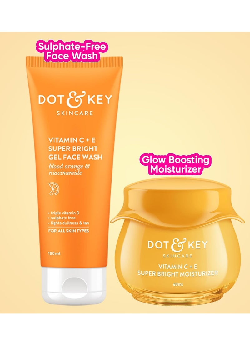 Dot & Key Vitamin C Daily Glow Boosting Skincare Combo (Vitamin C Moisturizer 60ml & Vitamin C Face Wash) | For Glowing Skin | For All Skin Types | For Women & Men