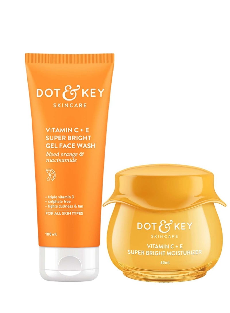 Dot & Key Vitamin C Daily Glow Boosting Skincare Combo (Vitamin C Moisturizer 60ml & Vitamin C Face Wash) | For Glowing Skin | For All Skin Types | For Women & Men