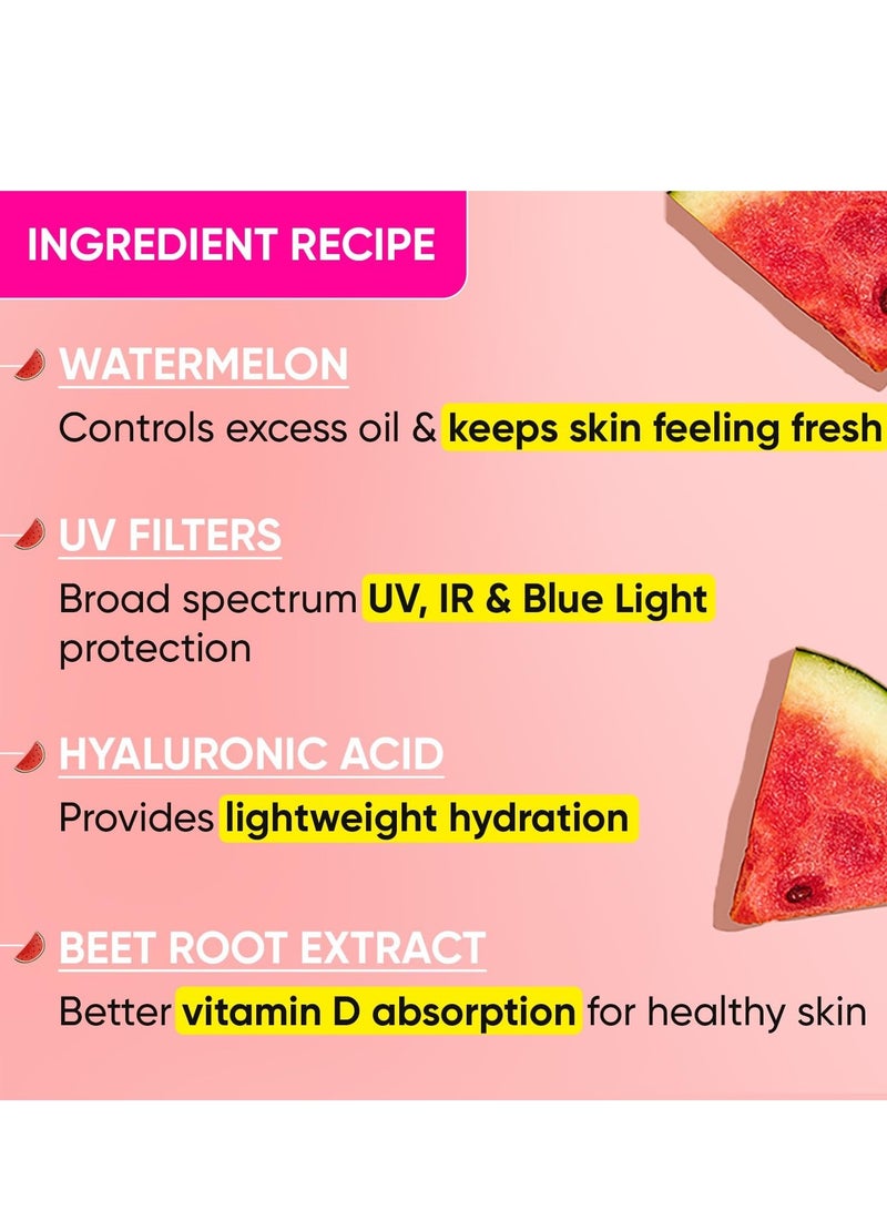 Dot & Key Watermelon Hyaluronic Cooling Sunscreen SPF 50 PA+++| for Oily, Normal & Combination Skin | UV + Blue Light Protection | Lightweight | No White Cast | Boosts Vitamin D Absorption | 50g…