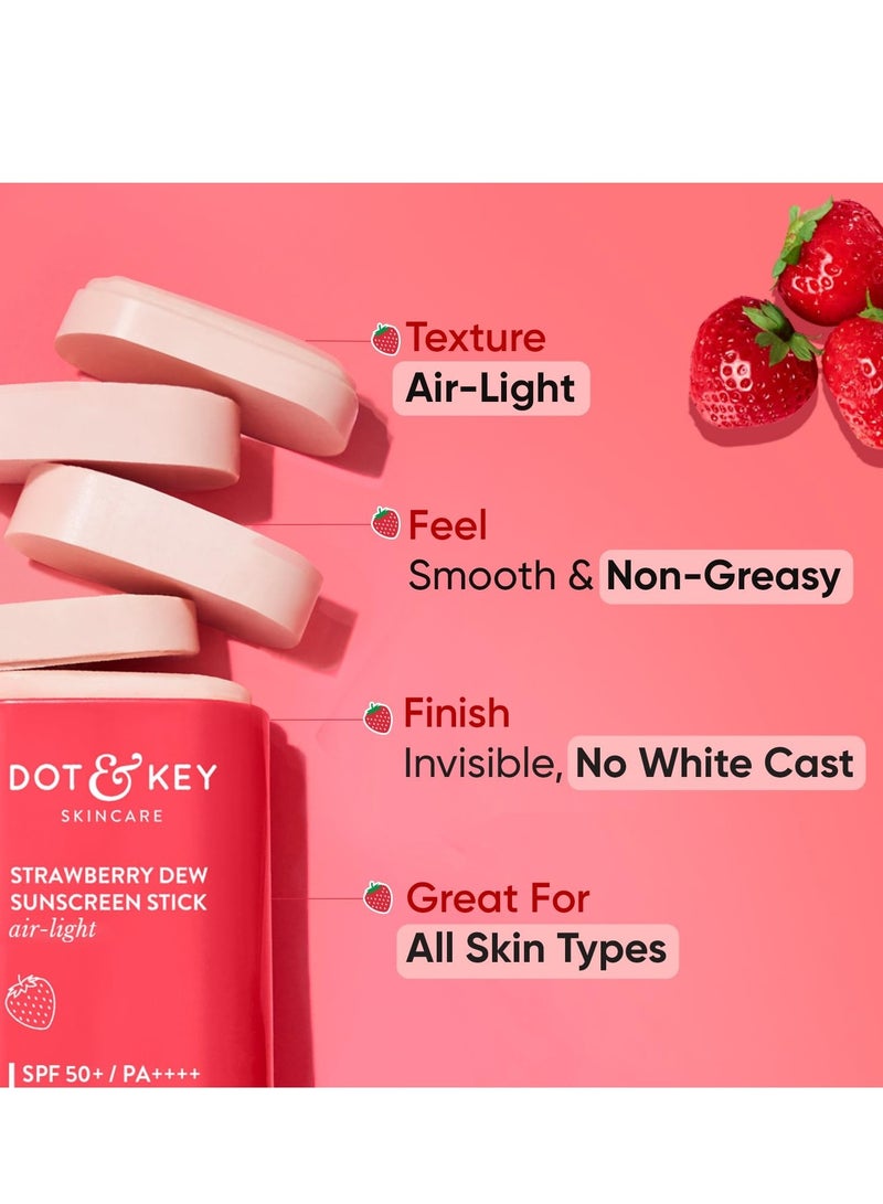 Dot & Key Strawberry Dew Spf 50 Sunscreen Stick On-The-Go Spf 50 Pa+++, Broad Spectrum, Uva/Uvb Rays Protection With Hyaluronic & Ceramide Normal Skin Type For Hydration & Skin Barrier, Mess Free, 20G