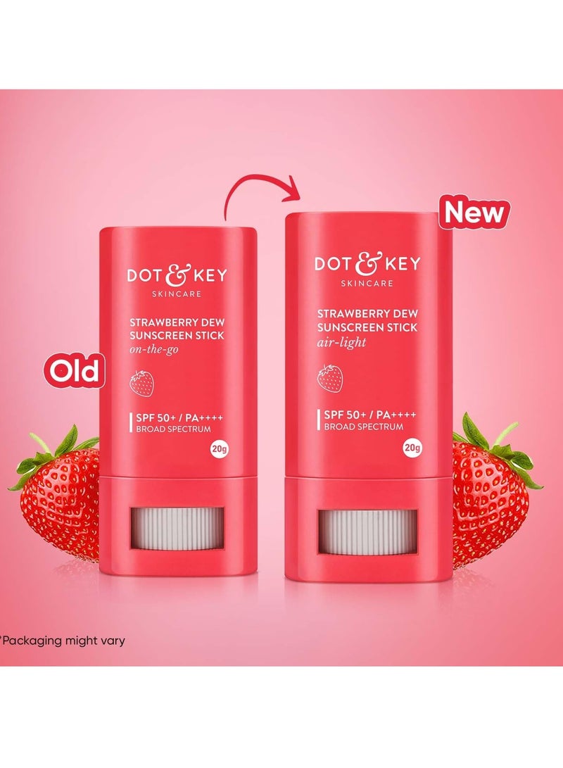 Dot & Key Strawberry Dew Spf 50 Sunscreen Stick On-The-Go Spf 50 Pa+++, Broad Spectrum, Uva/Uvb Rays Protection With Hyaluronic & Ceramide Normal Skin Type For Hydration & Skin Barrier, Mess Free, 20G