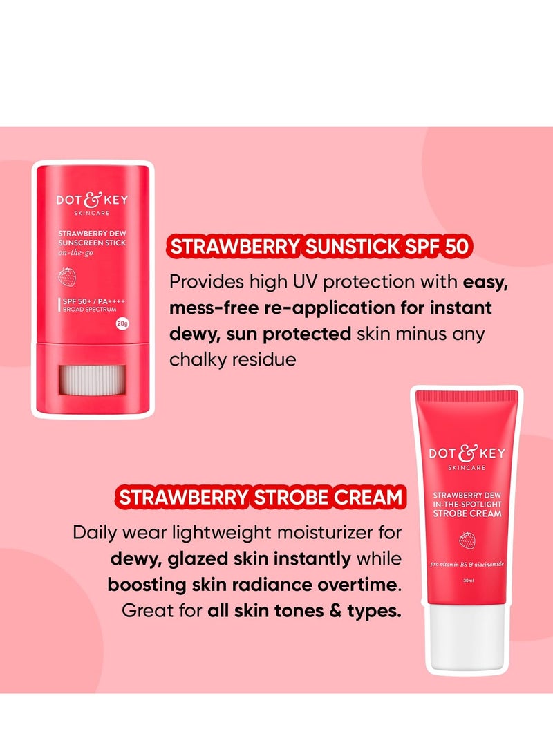 Dot & Key Strawberry dewy Sunscreen stick & Strobe cream skin combo (2 Items in the set)