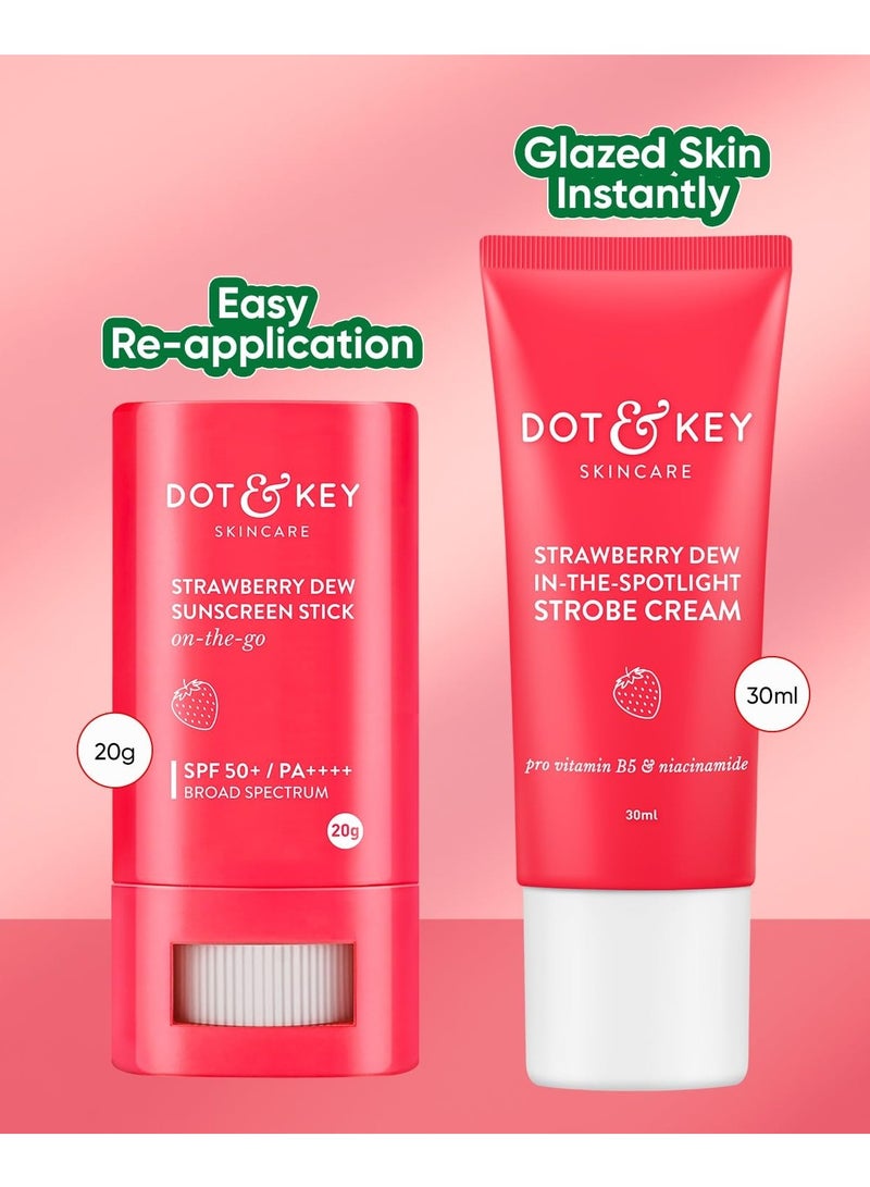 Dot & Key Strawberry dewy Sunscreen stick & Strobe cream skin combo (2 Items in the set)