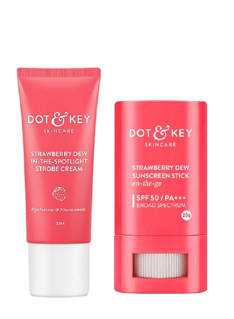 Dot & Key Strawberry dewy Sunscreen stick & Strobe cream skin combo (2 Items in the set)