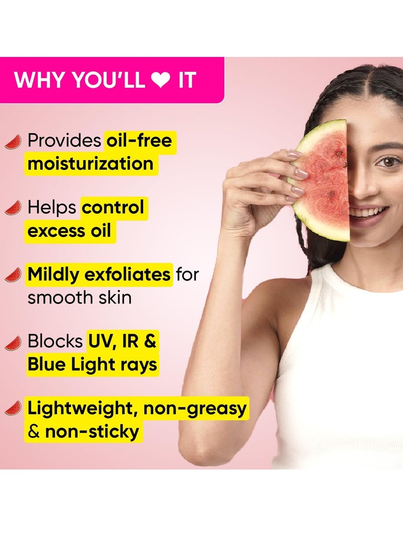 Dot & Key Watermelon Luminous Skin Care Combo (Watermelon Sunscreen SPF 50 PA+++ 50gm & Watermelon Moisturizer 50 gm) | For Normal, Oily & Combination Skin | Controls Excess Oil | For UV/UVA Protect