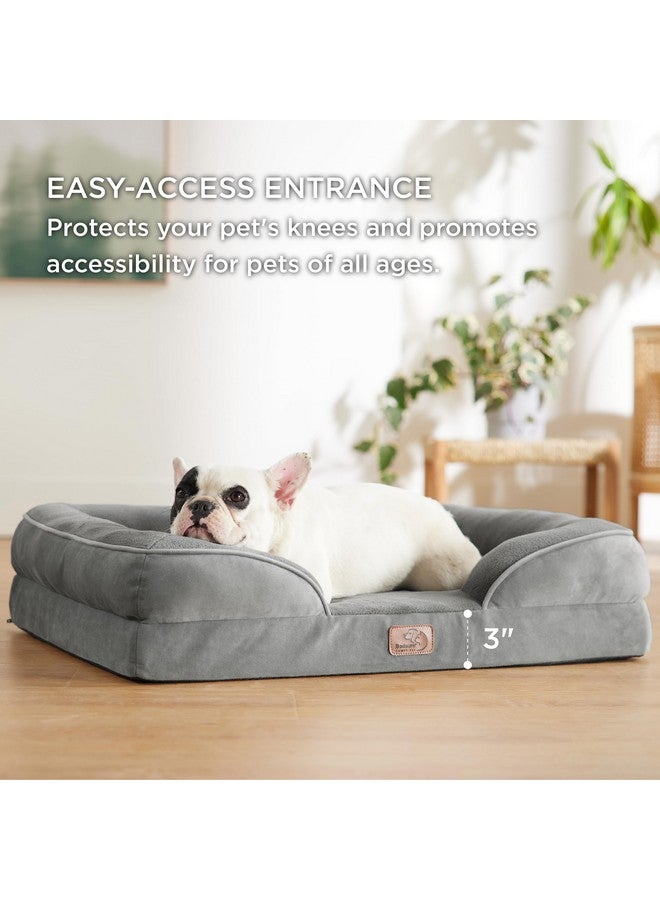 Orthopedic Dog Bed For Medium Dogs  Waterproof Dog Sofa Beds Medium, Supportive Foam Pet Couch Bed With Removable Washable Cover, Waterproof Lining And Nonskid Bottom, Grey