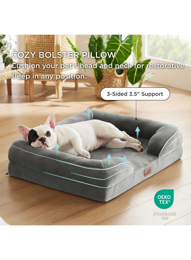 Orthopedic Dog Bed For Medium Dogs  Waterproof Dog Sofa Beds Medium, Supportive Foam Pet Couch Bed With Removable Washable Cover, Waterproof Lining And Nonskid Bottom, Grey