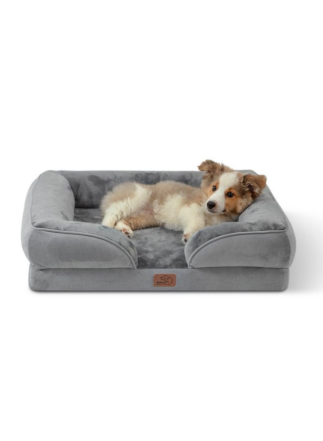 Orthopedic Dog Bed For Medium Dogs  Waterproof Dog Sofa Beds Medium, Supportive Foam Pet Couch Bed With Removable Washable Cover, Waterproof Lining And Nonskid Bottom, Grey