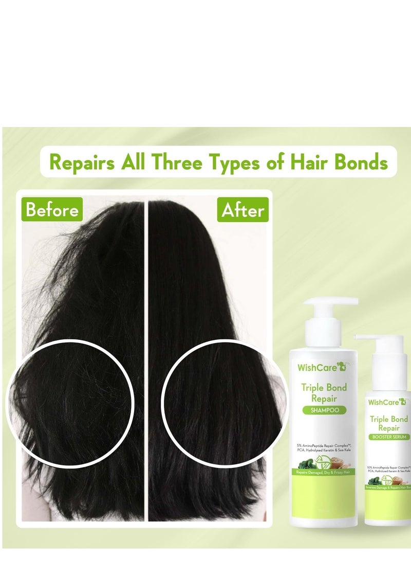 WishCare Triple Bond Repair Booster Hair Serum - 10% AminoPeptide Complex - Repairs Damaged & Frizzy Hair 100ml