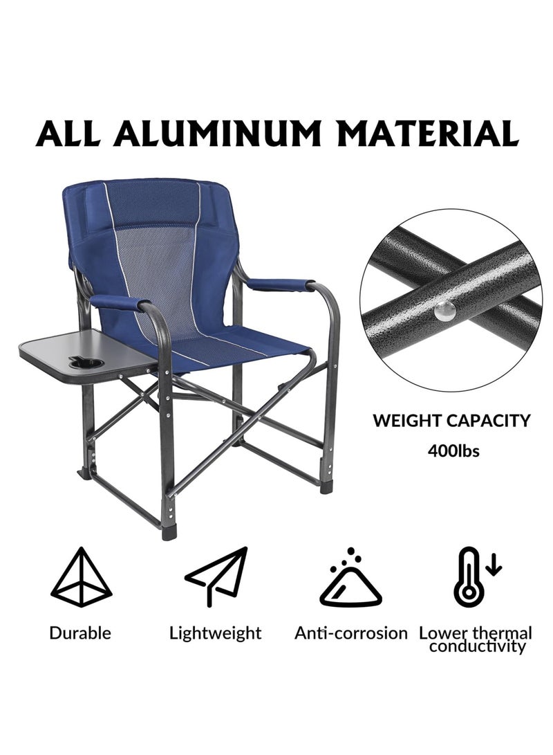 Large Outdoor Chair Padded High Back Durable Foldable Beach Chair with Bag Cup Holder for Outdoor Pool Picnic Camping Travel Fishing Lawn Supports Up to 140 KG 300 LBS Blue