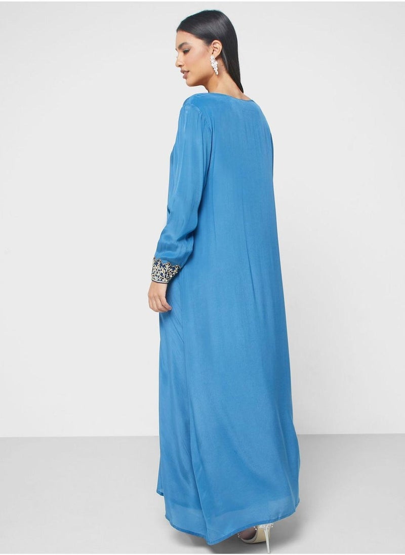 Printed Satin Jalabiya