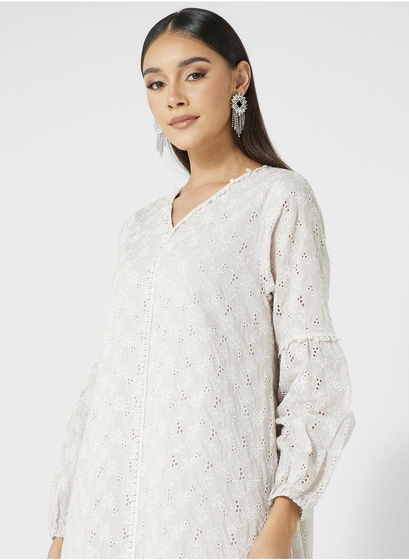 V-Neck Floral Print Jalabiya