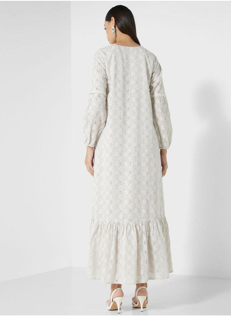V-Neck Floral Print Jalabiya