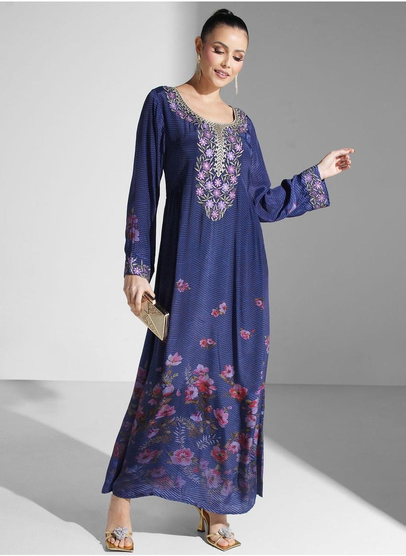 Embroidered Knitted Jalabiya