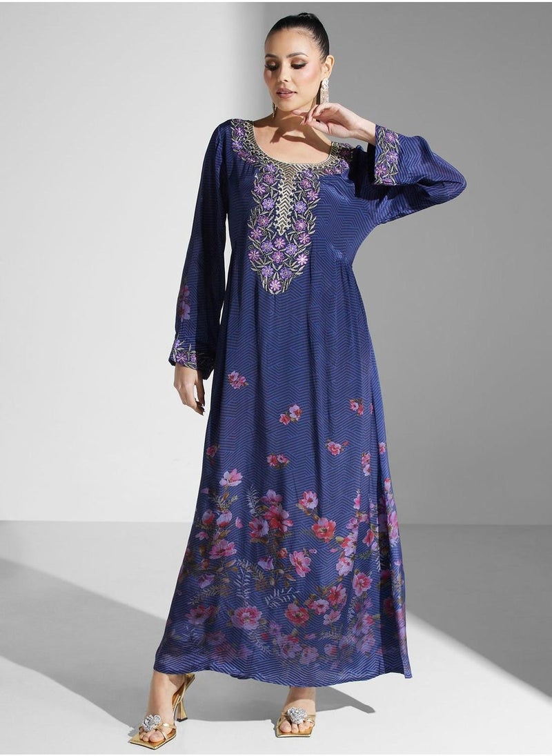 Embroidered Knitted Jalabiya