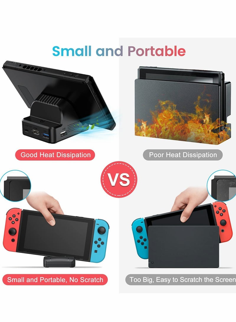 Portable TV Docking Station for Switch - Features PD Protocol, Cooling Fan, and USB 3.0 Port for Enhanced Performance and Convenience.