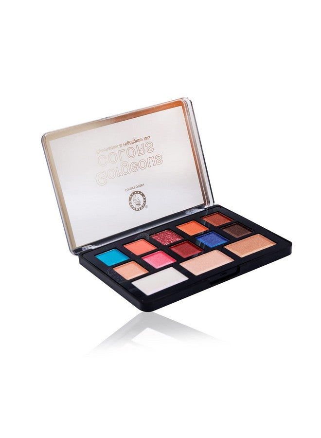 13 Colours Pigmented Eye Shadow Palette| Easily Blendable With Flawless Finish- Multicolour -002